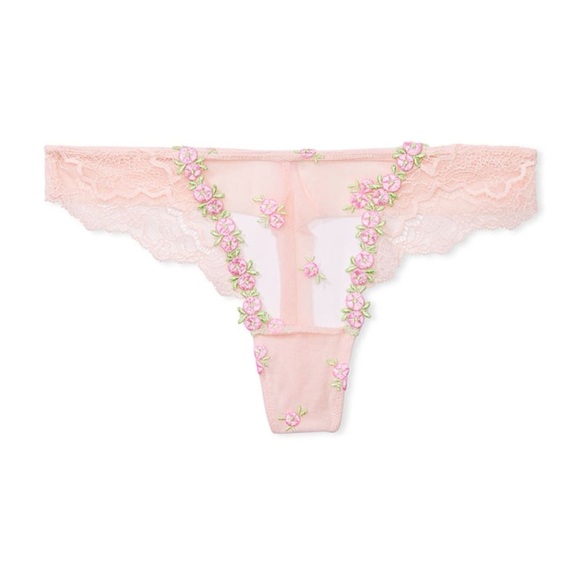 Victoria's Secret Rosebud Embroidery Thong Panty - Picture 1 of 6